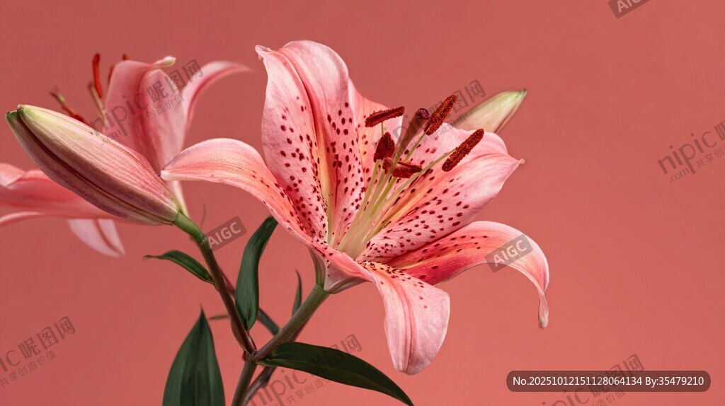 粉色百合花特写