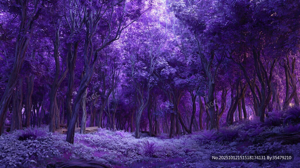 梦幻紫色森林奇幻景象