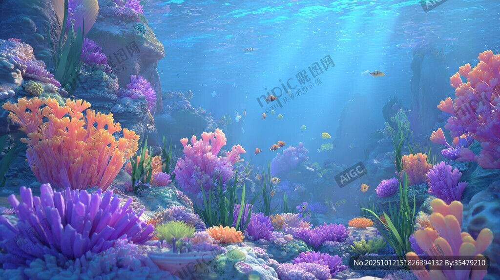 梦幻海底珊瑚礁景观
