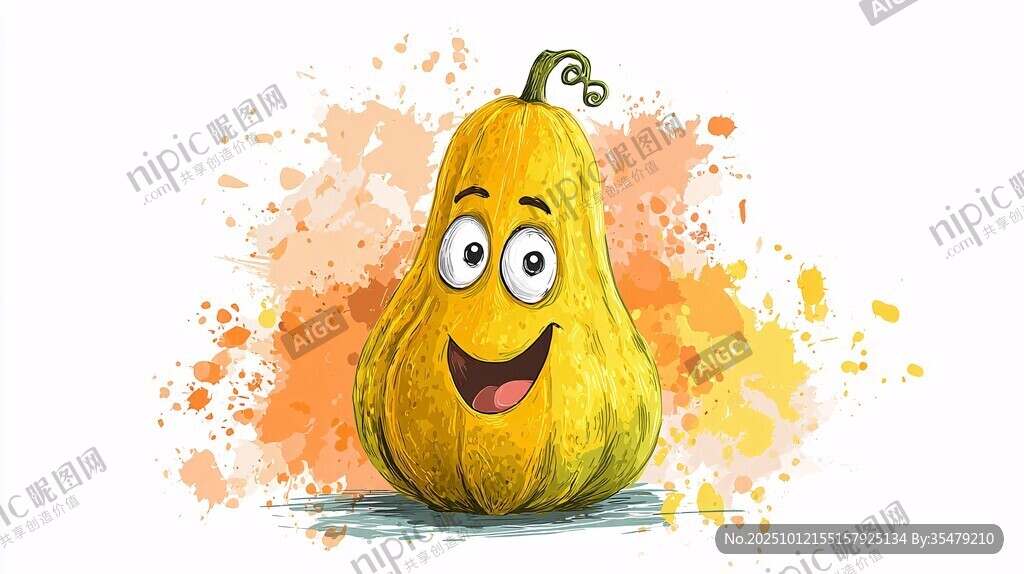 欢乐表情的卡通南瓜形象