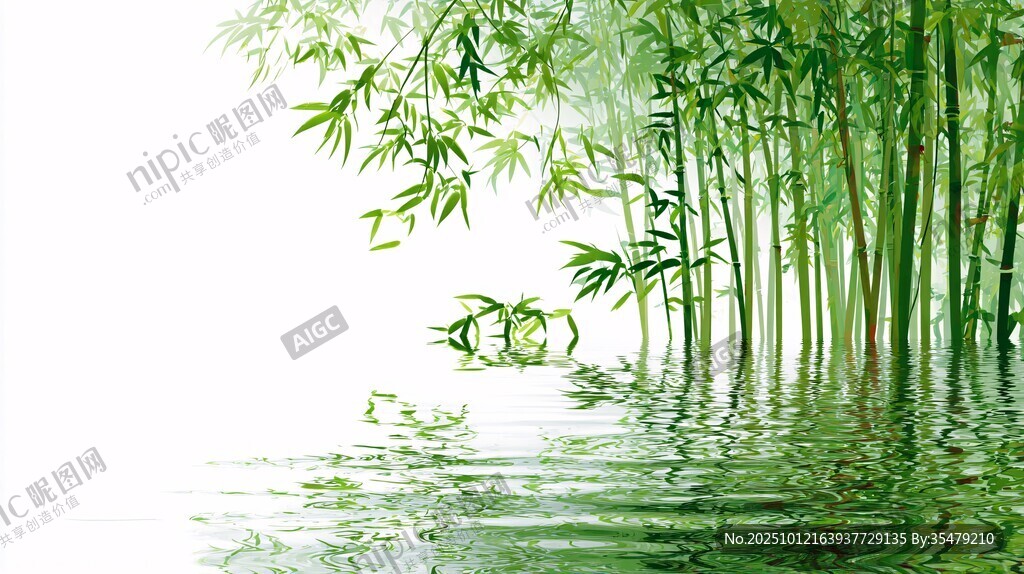 竹林映水 清新自然之景