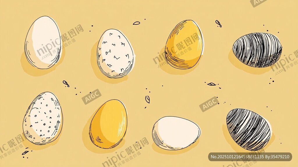 手绘多彩鸡蛋插画展示