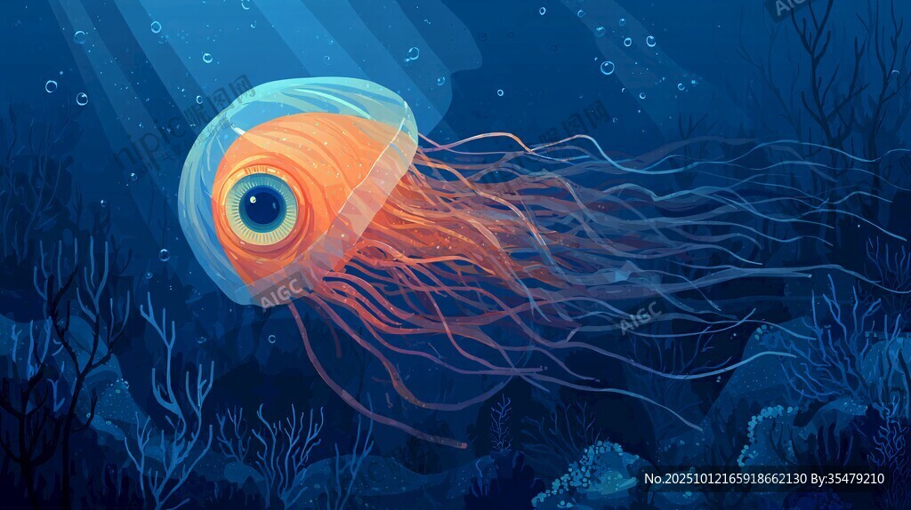 梦幻深海中的独眼水母
