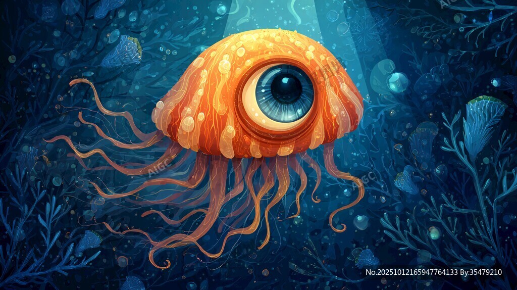 奇幻独眼水母的深海世界