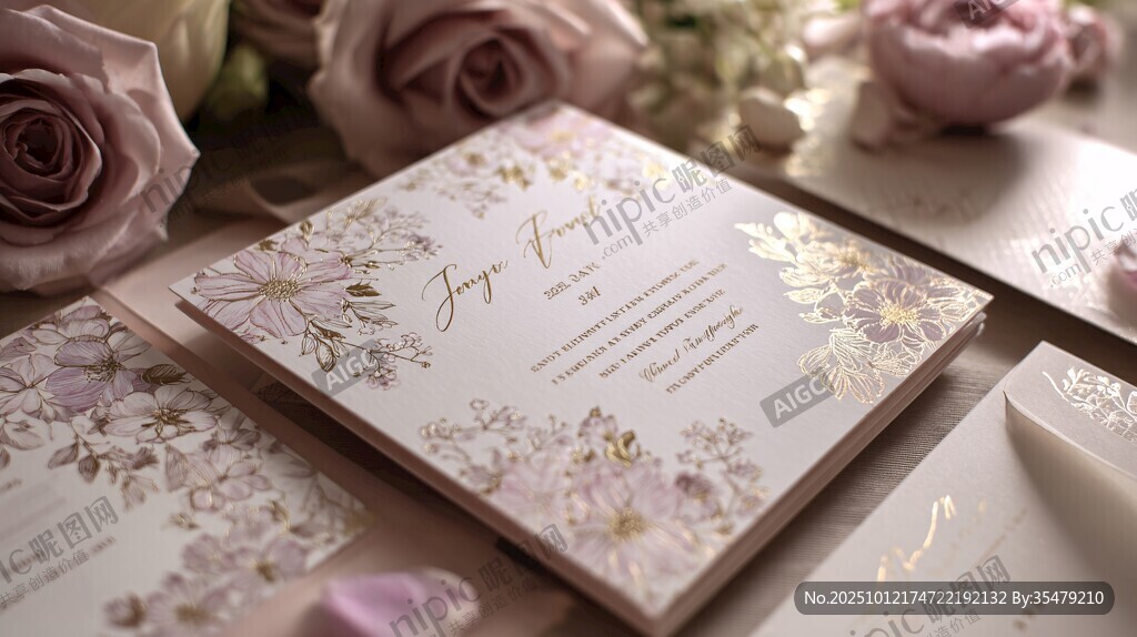 浪漫花卉婚礼请柬设计