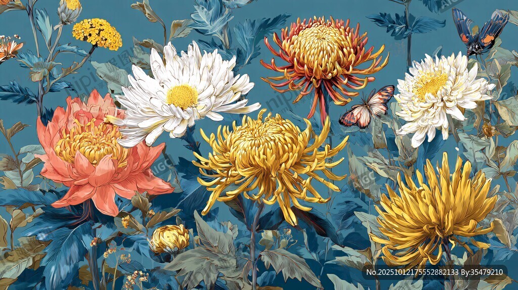 秋日菊花绽放绚丽图景