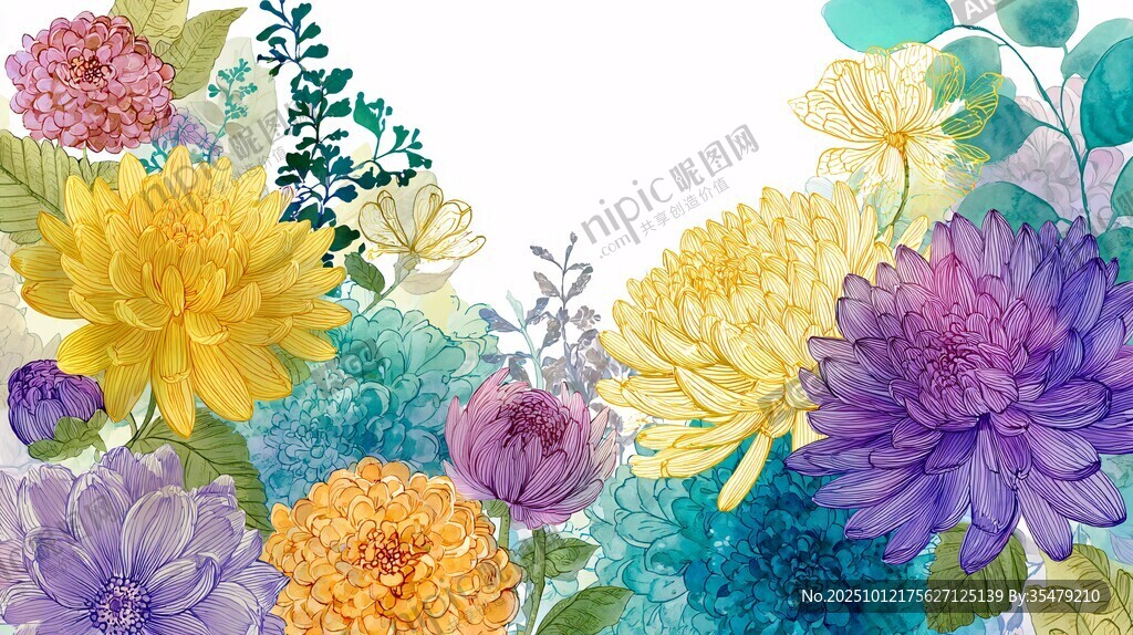 缤纷花卉绘就梦幻花景