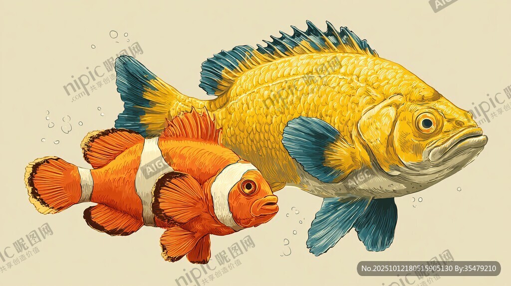 海洋双鱼插画