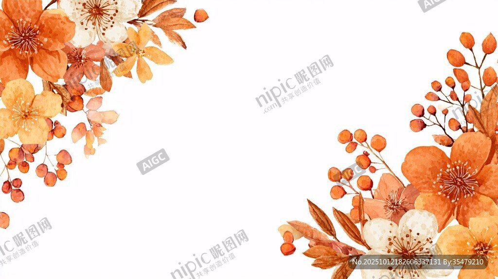 秋日花卉装饰图案