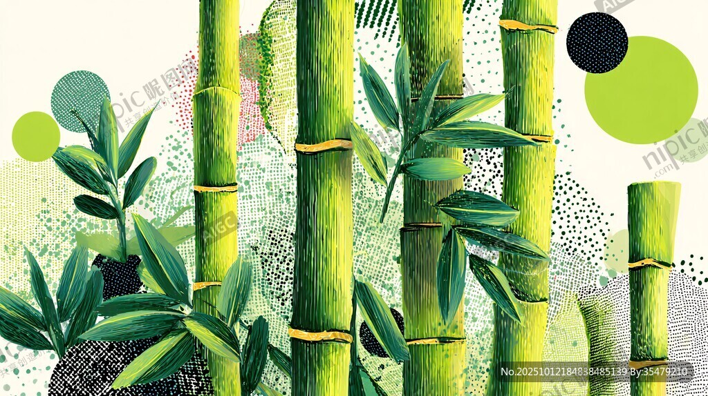 清新竹林插画