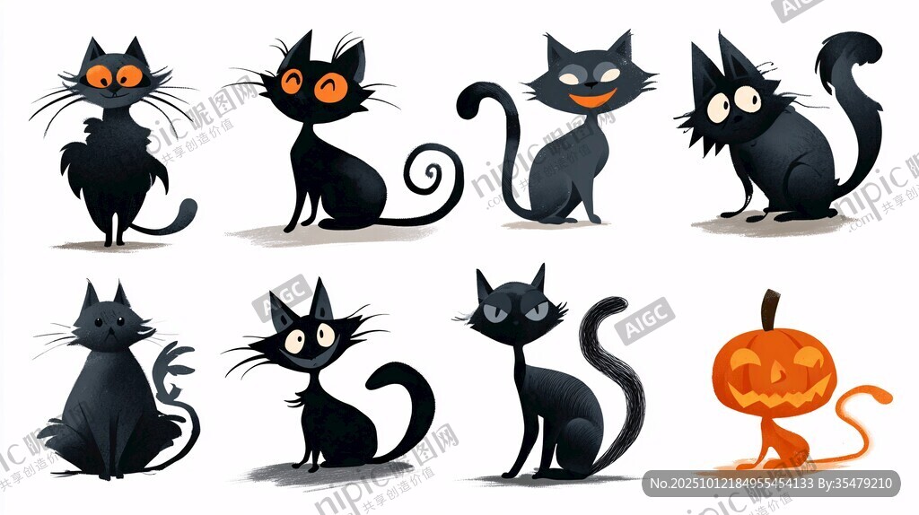 黑猫与南瓜的万圣节组合