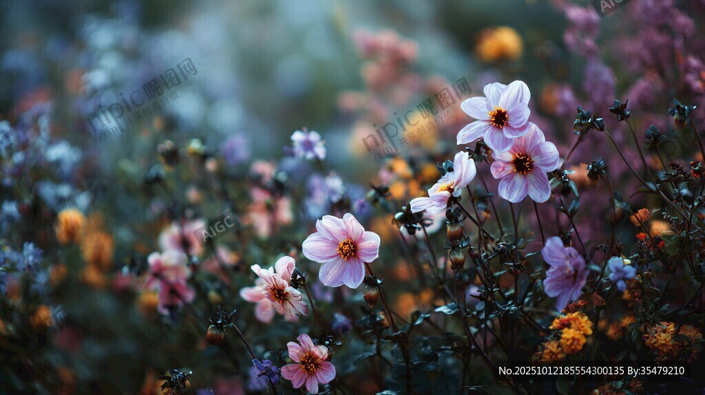 烂漫花丛中的多彩小花