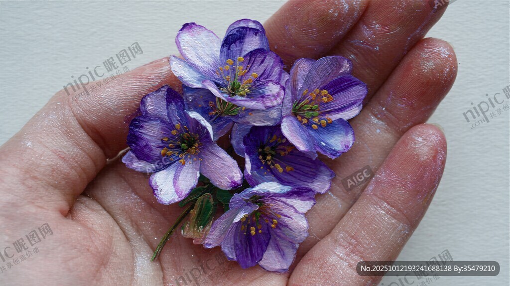 手中的紫花
