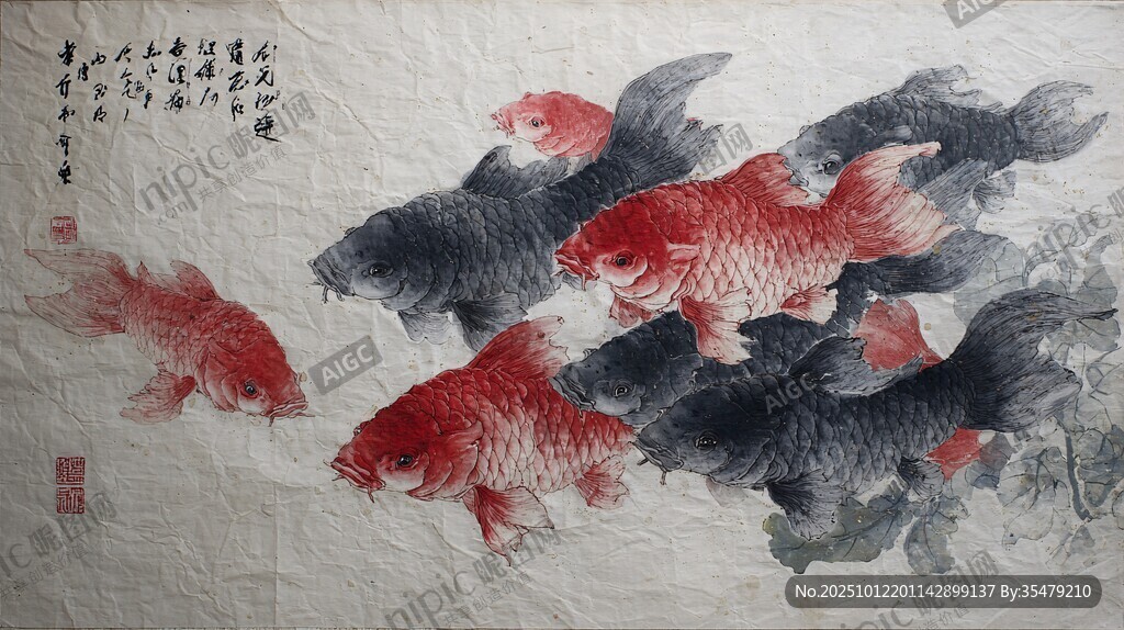 水墨锦鲤图