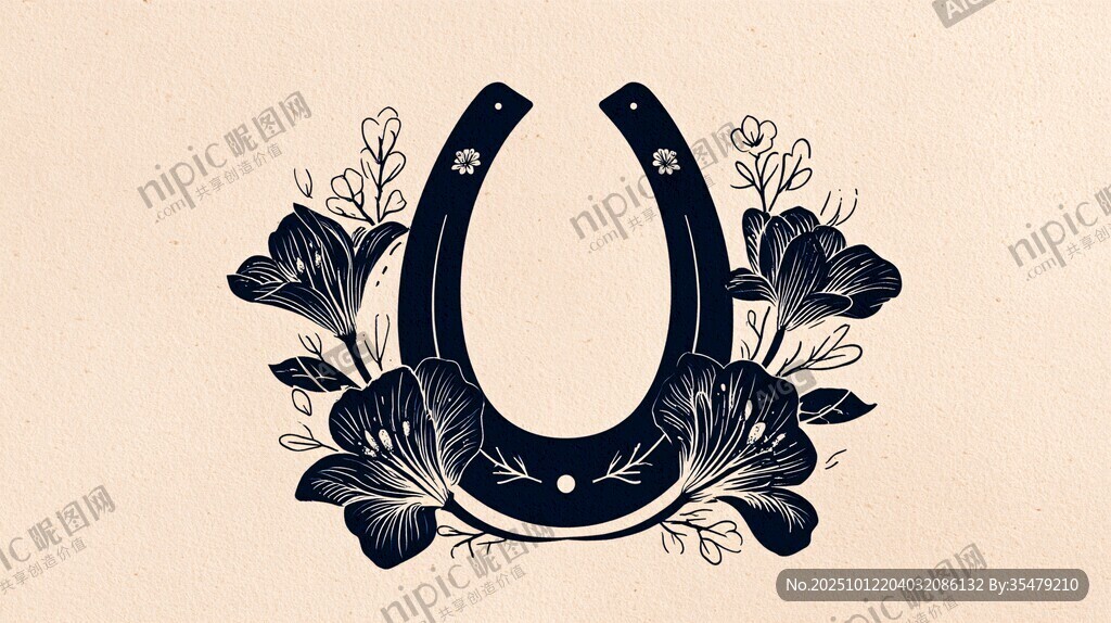 马蹄铁花卉装饰图案设计