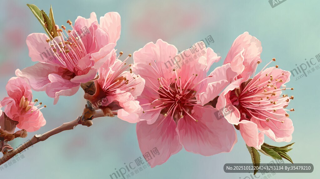 娇艳桃花枝上绽