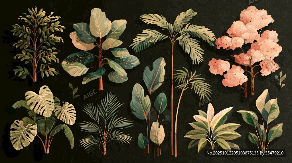 多样热带植物插画素材