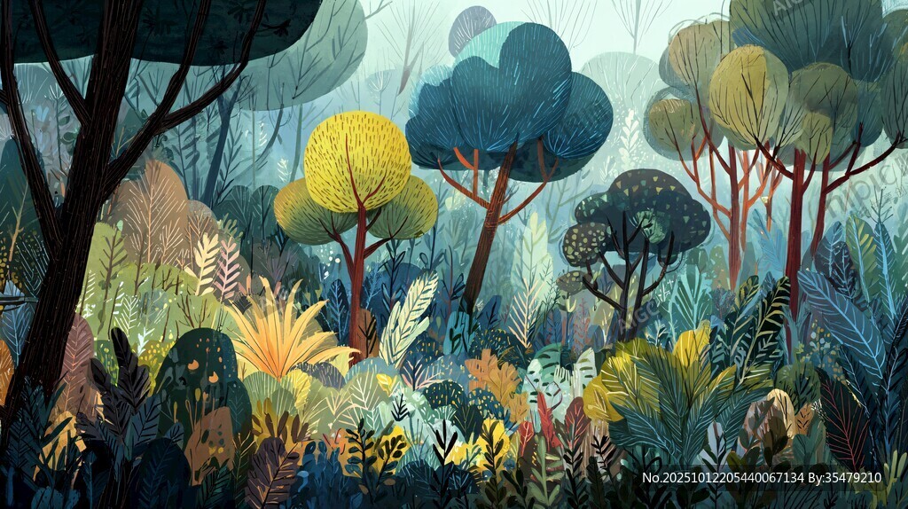 梦幻森林插画场景