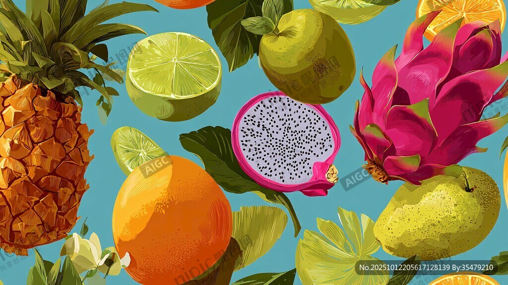 缤纷水果插画图案