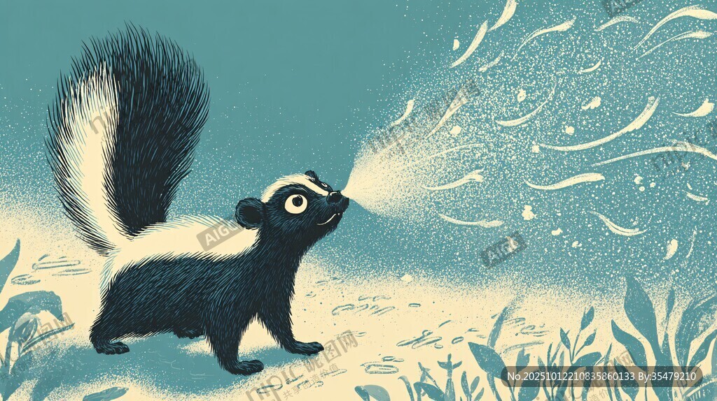 臭鼬喷射臭气瞬间画面