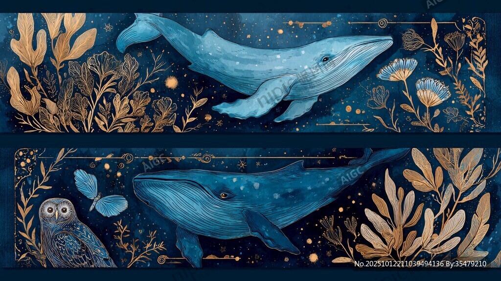 梦幻海洋生物插画