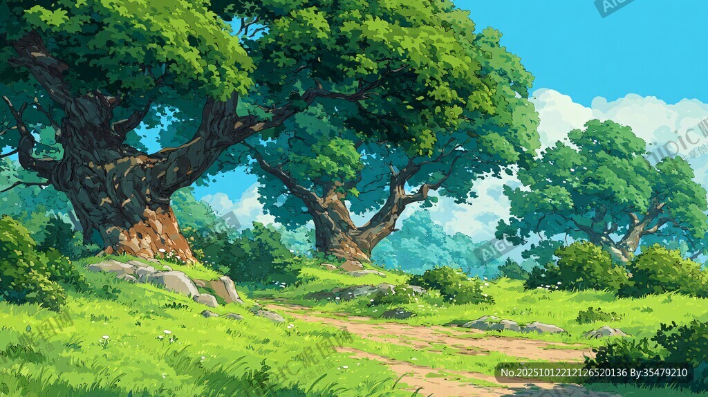 夏日林间小道的自然美景