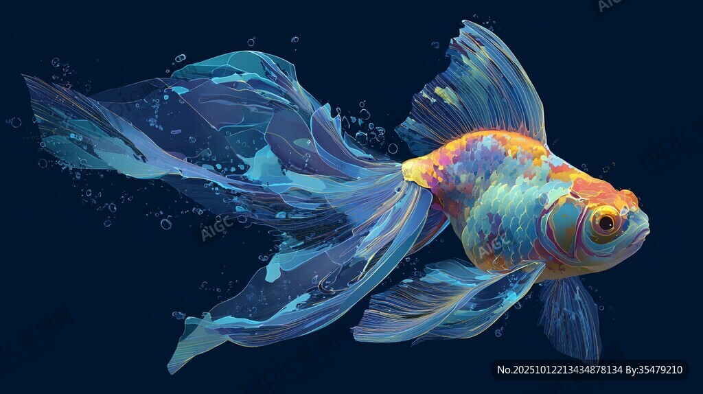 梦幻斑斓金鱼畅游深海