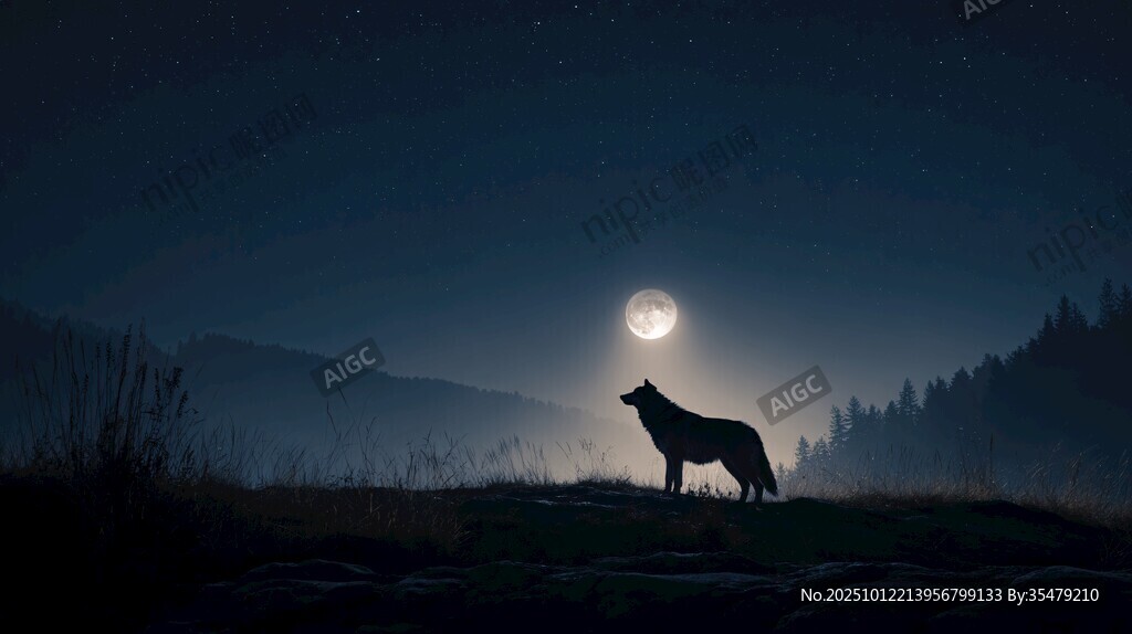 月夜孤狼 旷野中的守望者