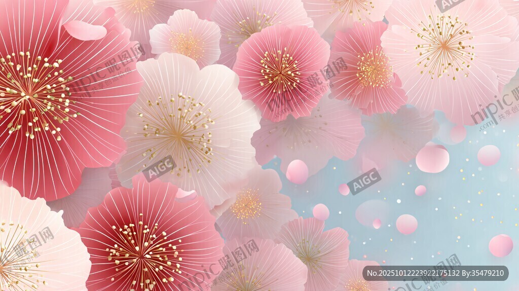 梦幻粉色花卉背景图