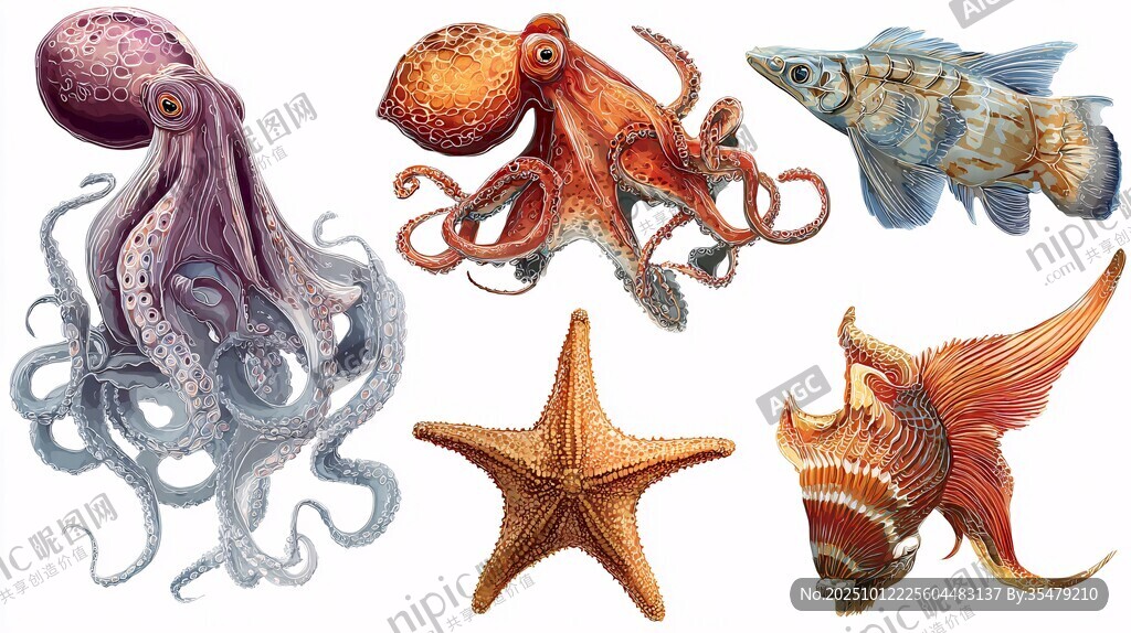 海洋生物插画集合