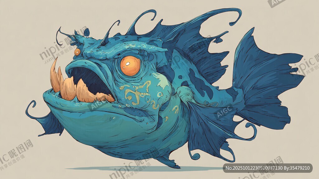 奇幻深海怪鱼插画形象
