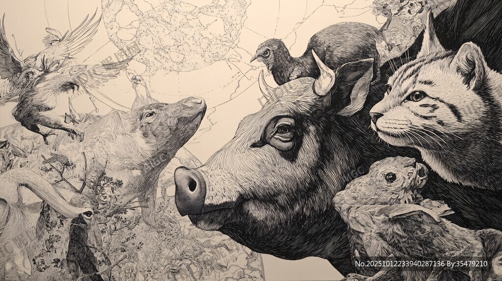 动物群像艺术插画