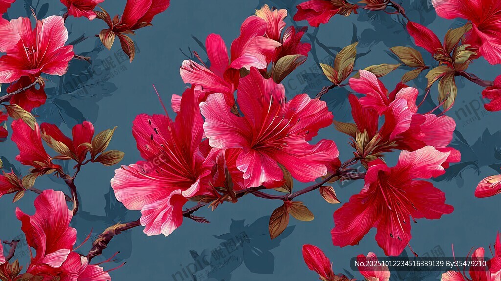 艳丽杜鹃花无缝图案背景