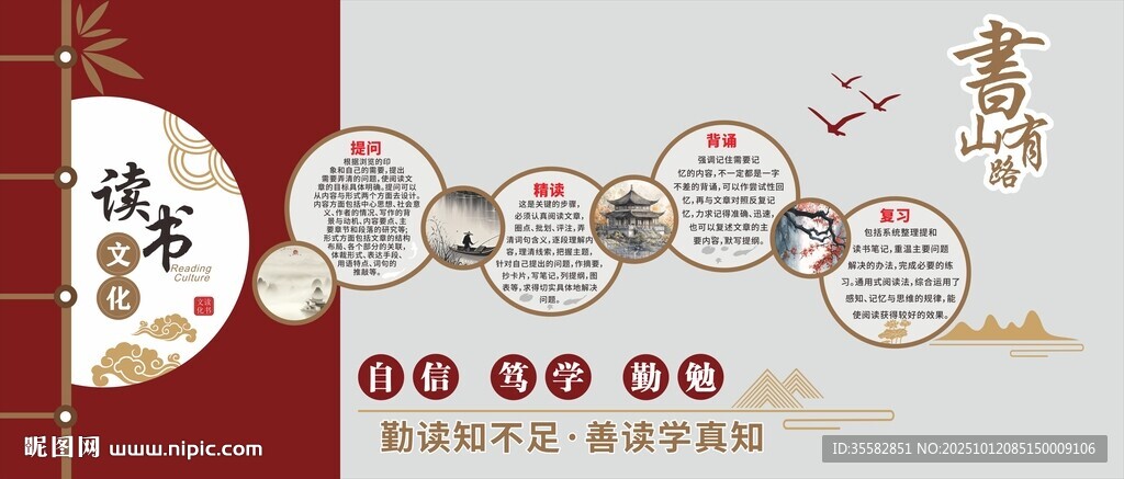 学校中国风读书文化墙