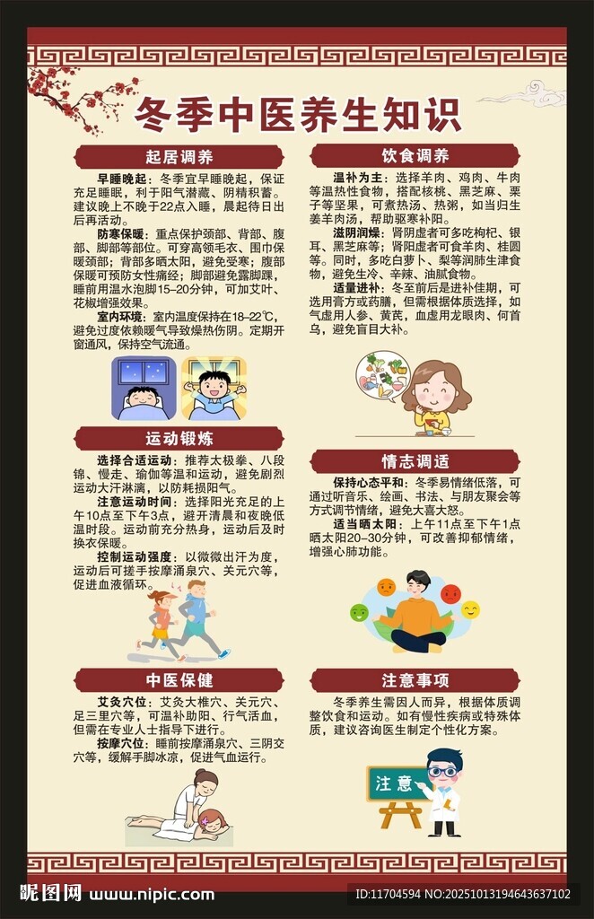 冬季中医养生知识海报