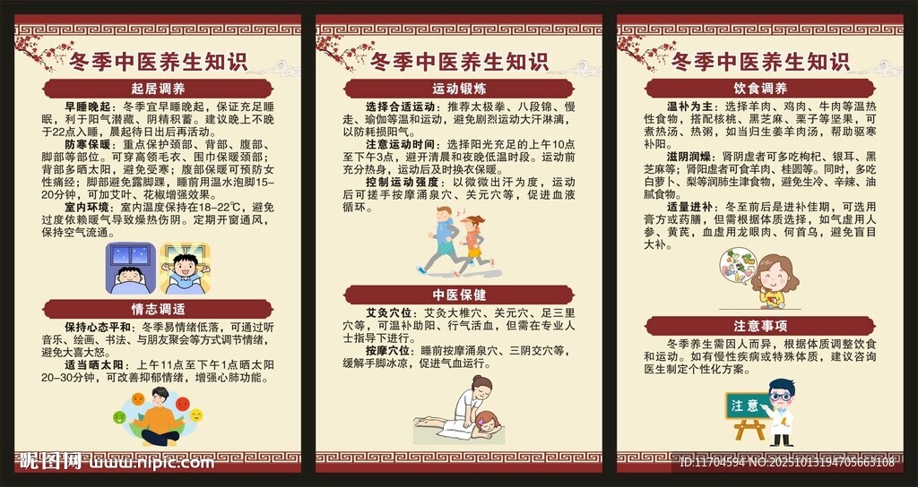 冬季中医养生知识展板