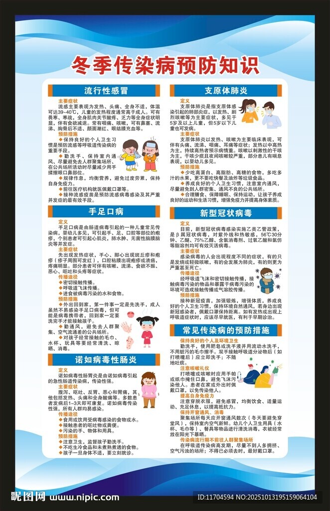 冬季传染病预防知识海报