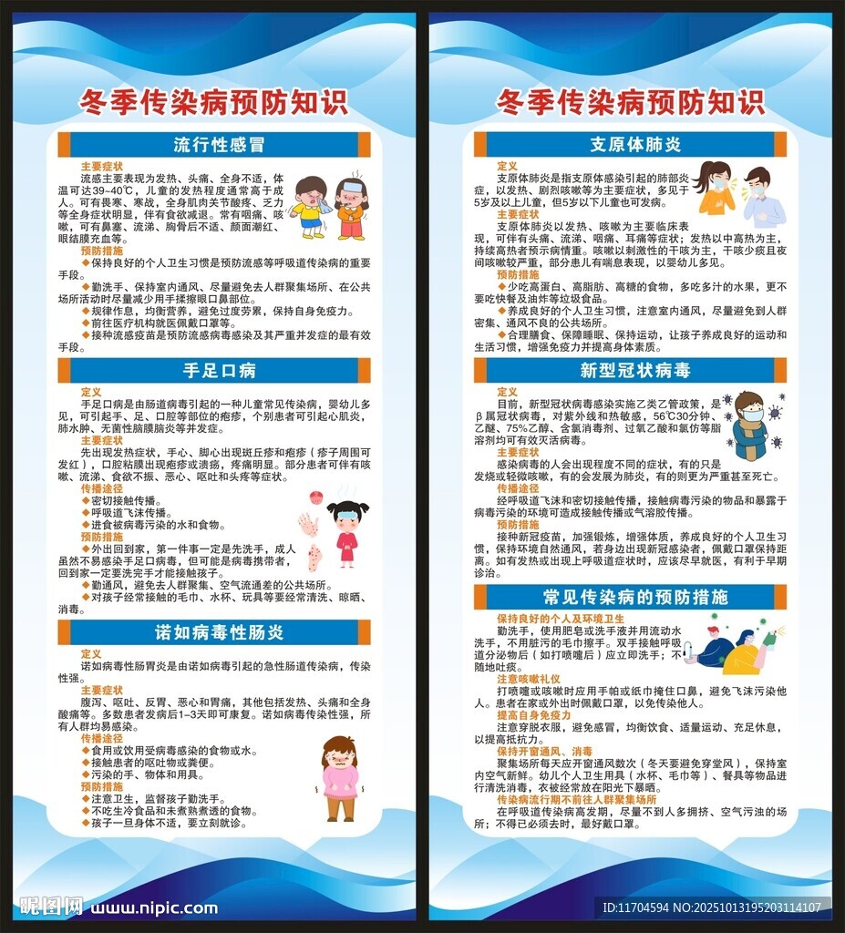 冬季传染病预防知识展架