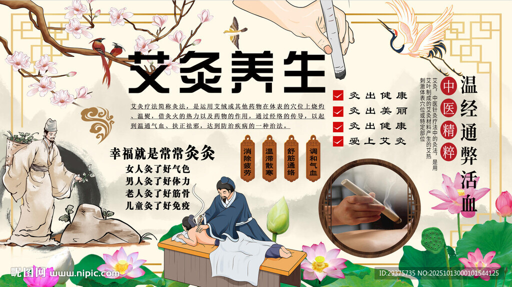 艾灸养生背景墙