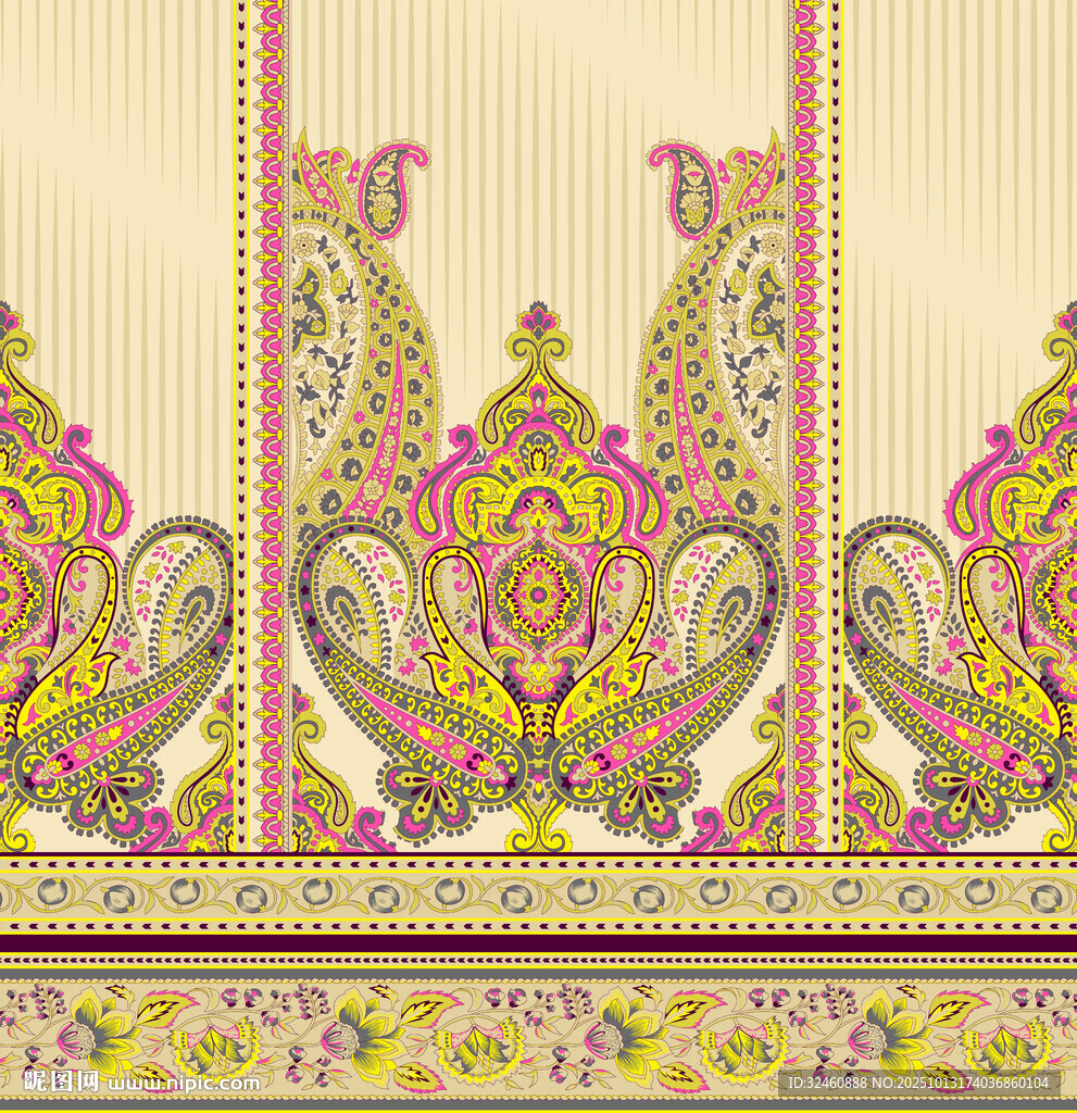 精美复古佩斯利花纹图案