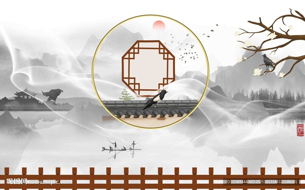 中式水墨风古典建筑景观