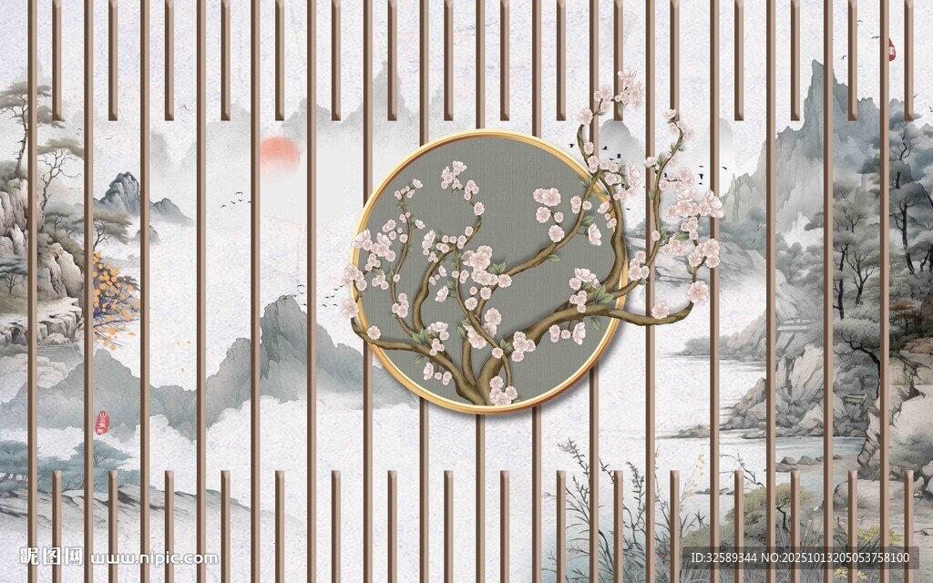 中式窗棂景观背景