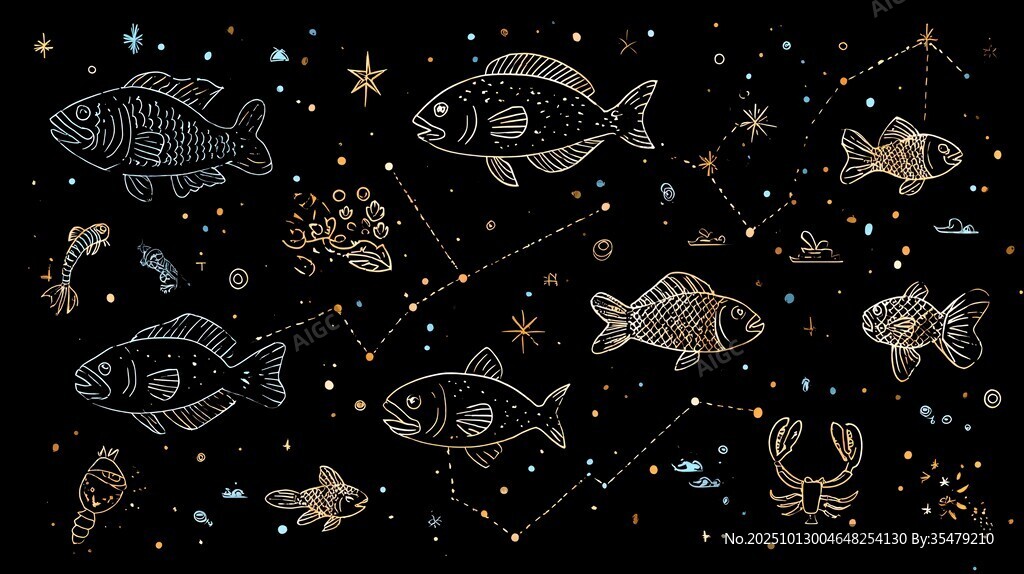 星空下的海洋生物奇幻图景