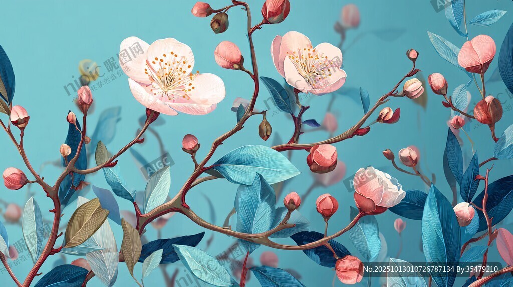 春日绽放的粉嫩花卉美景