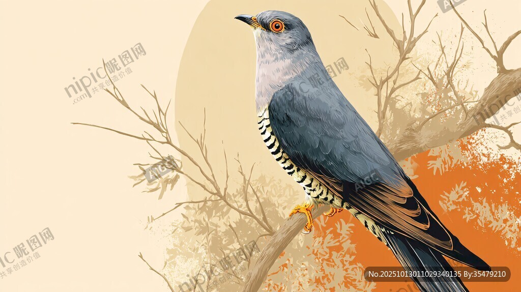 枝头灰鸟 自然清新景象