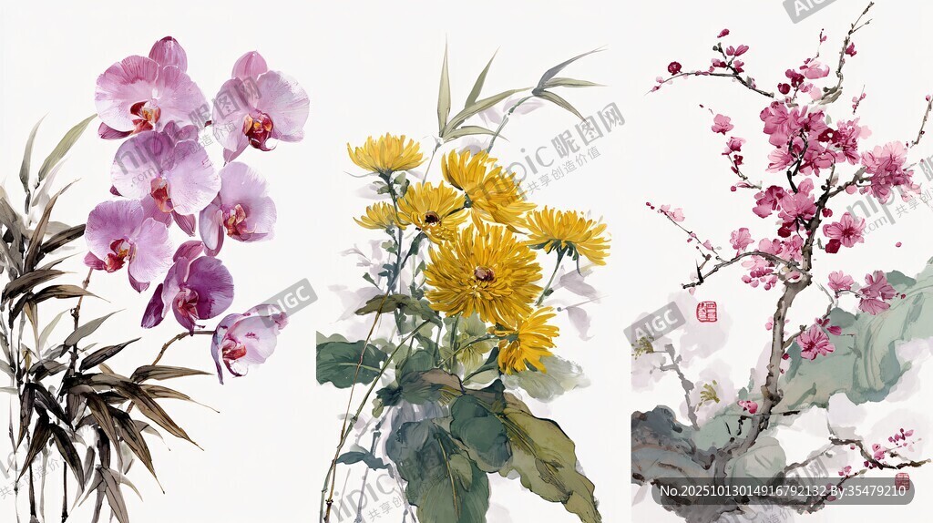 国画花卉组合 尽显雅致