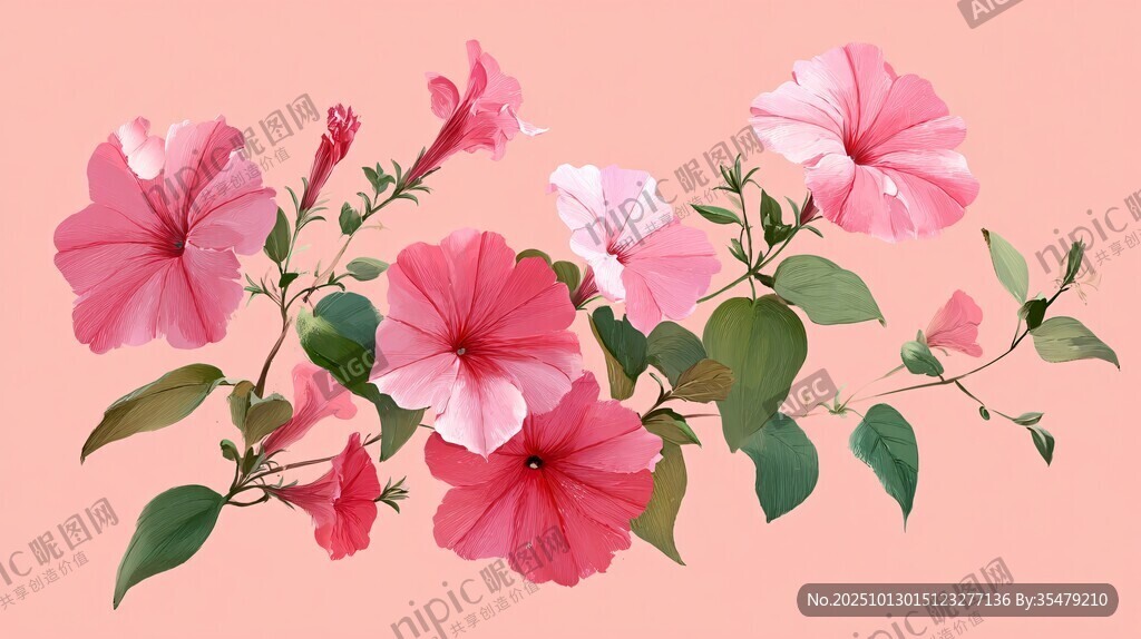 粉色牵牛花插画