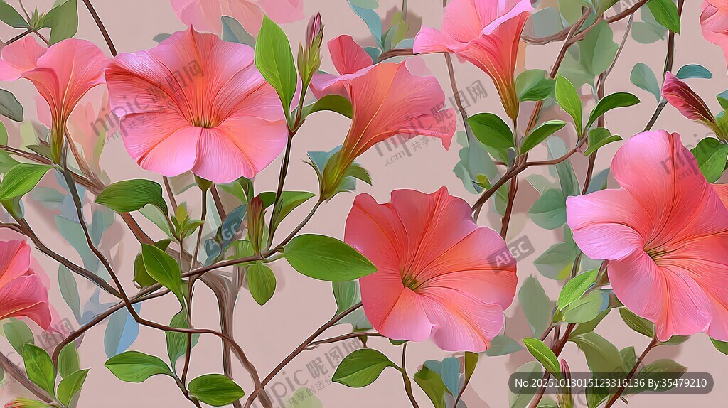 粉色牵牛花插画