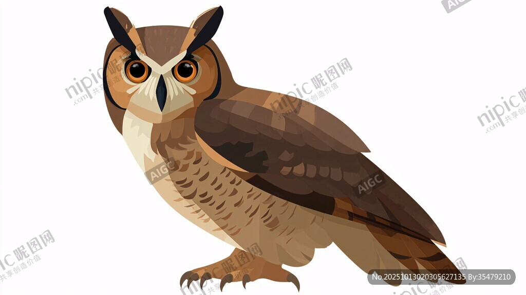 站立的几何风格猫头鹰