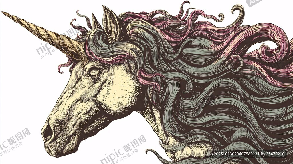 梦幻独角兽头像插画